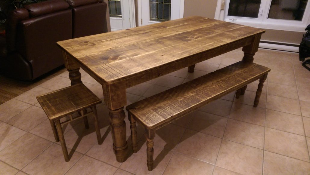 Table de cuisine rustique en bois massif meuble fabriquer sur mesure