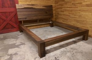 Lit moderne noyer noir bois massif