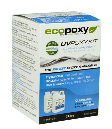 UVPOXY résine époxy écopoxy format 2L pour vente en ligne disponible chez l'ébénisterie de lanaudière