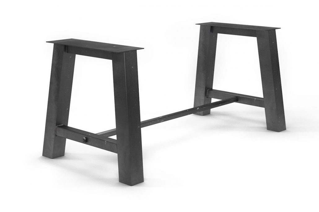 Pied de table central en métal pour plateau de table en bois massif fabrication sur mesure par l'ébénisterie de lanaudière
